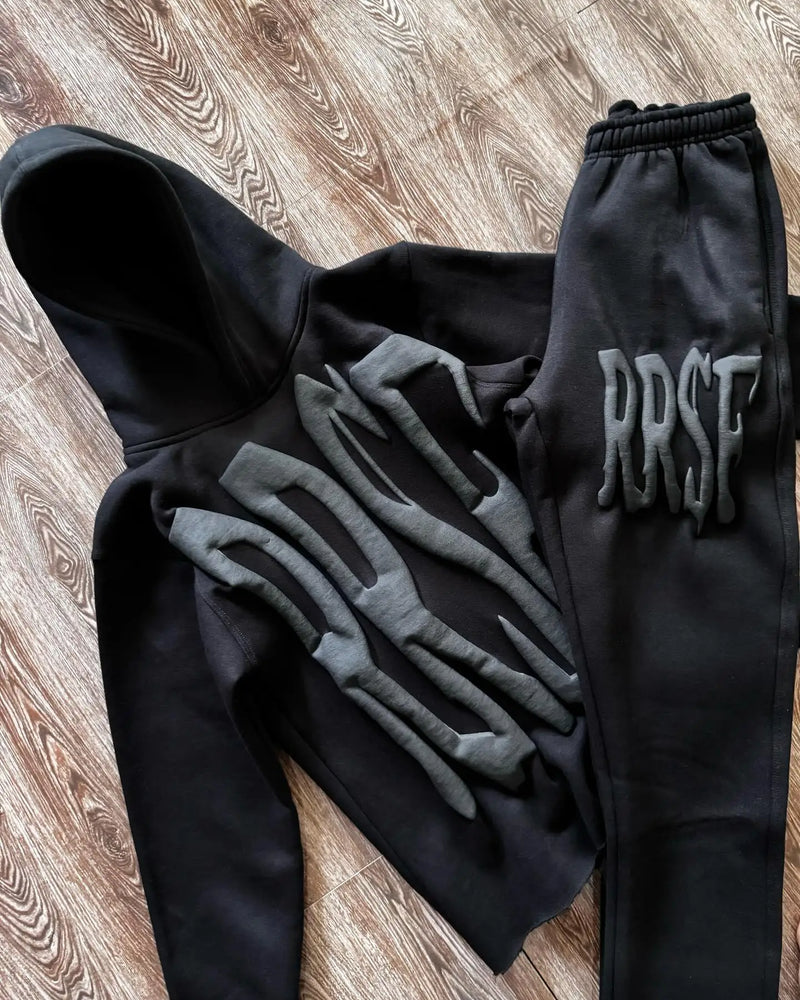 3D Letter Foam 2 Piece Set Tracksuit Men Y2k Set Sweatpants Tracksuit Men and Women Streetwear Hip Hop Casual Oversized Hoodie