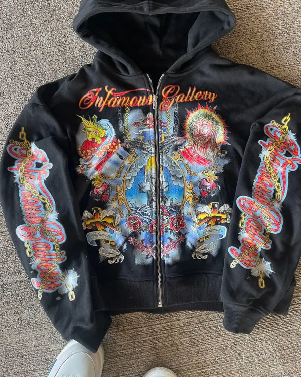 European And American High Street Fashion Brand Anime Printed Zipper H