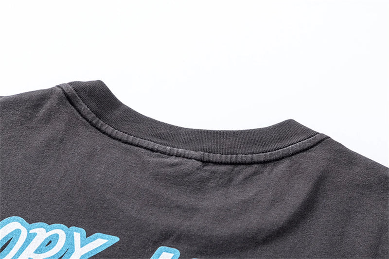 90s Summer Vintage Style Pentagram printed washed vintage Retro Quality short sleeved T-shirt Tops For Men