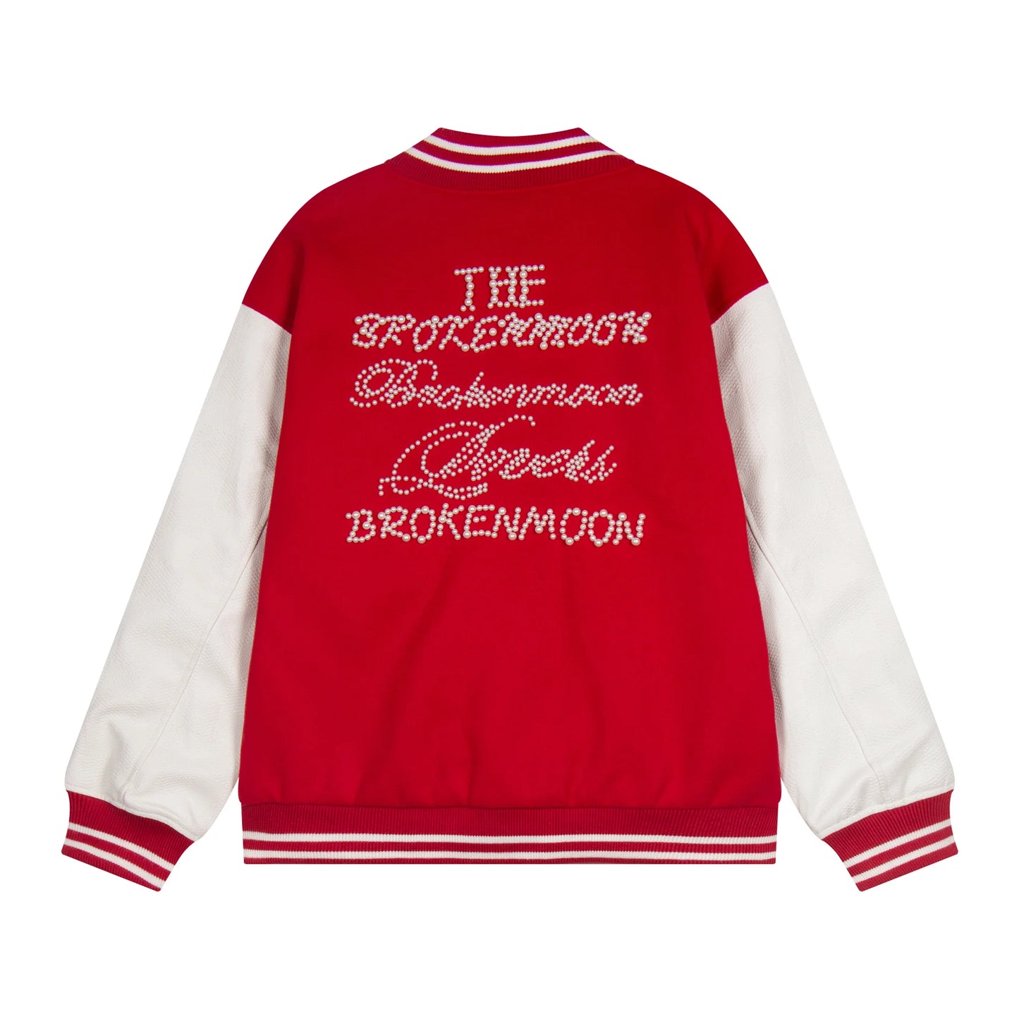Bold Graphic Varsity Coat with Leather Sleeves – Retro Style