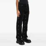 detachable button black washed baggy jeans for men straight harajuku ropa hombre loose denim trousers oversized cargo pants military streetwear pants