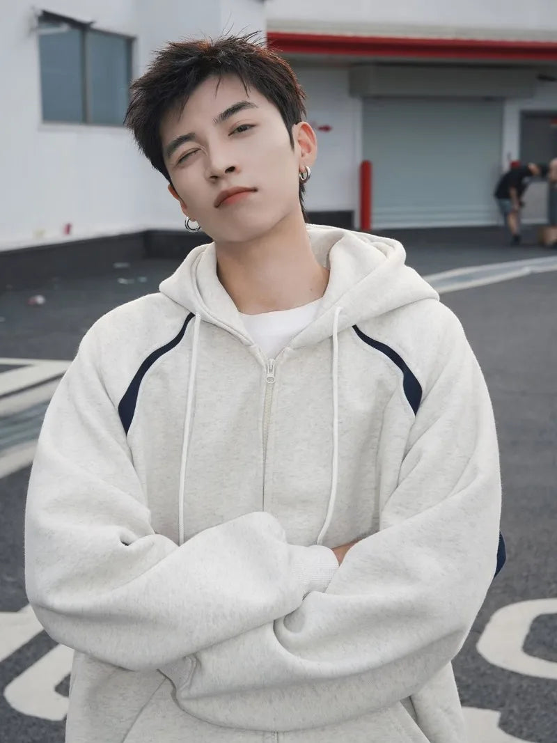 Heavy Weight American Hoodie Mens Spring Autumn 2024 Color Blocking Lo