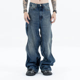 2024 autumn and winter new wave pants wash do old outline jeans denim street jeans