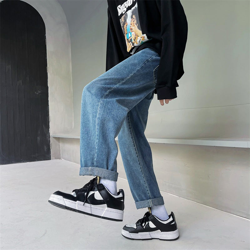 2023 spring new luxury fashion loose straight jeans men retro fashion high street pants boutique clothing simple style unique jeans style 3808