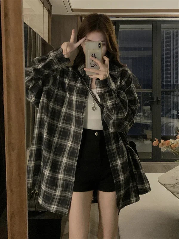 Original Early Autumn Sweet Striped Polo Collar Long Sleeved Shirt For