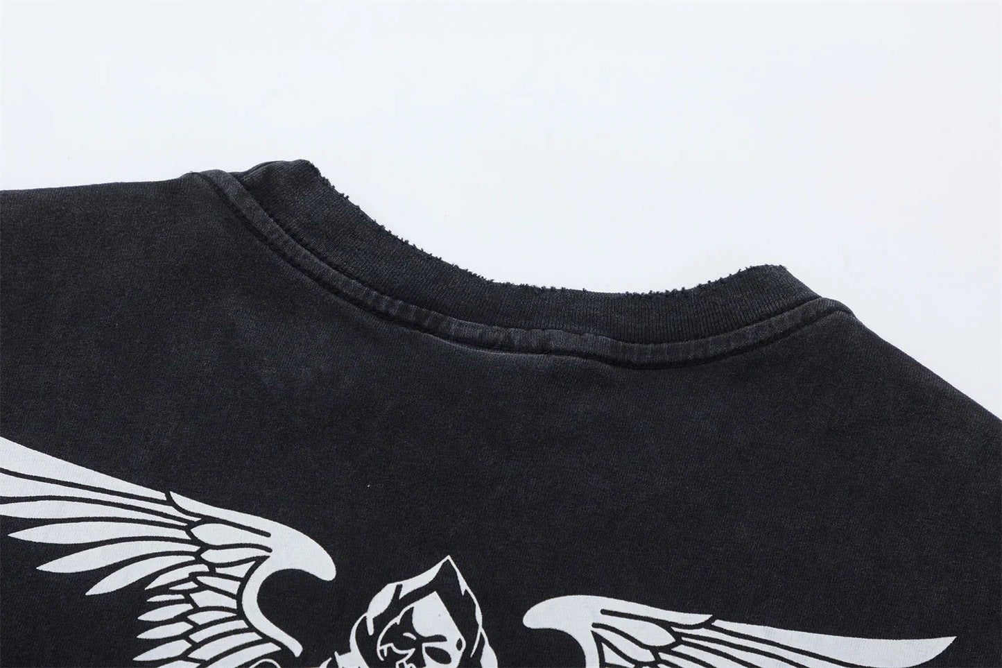 Vintage Retro Washed Distressed High-Street Printing T-Shirt Tops