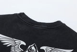 Vintage Retro Washed Distressed High-Street Printing T-Shirt Tops