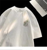 Gothic Crying character – New Chinese Style Bamboo Print Short Sleeve Tee Shirts Mens