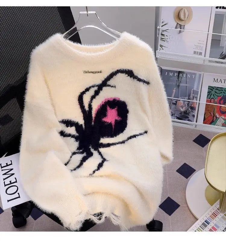 grunge oversized flame jumper built for warmth and edge, essential for winter street style, men’s streetwear clothing piece f