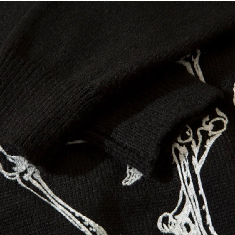 hip hop harajuku skeleton printed knitted sweater unisex pullover streetwear winter casual loose sweater warm jumpers knitwear - trendy hip hop fashion hoodie, soft fleece-lined outerwear, oversized streetwear hoodie