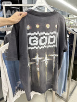 gothic aesthetic print tee featuring summer retro vintage fashion washed distressed high street t shirt tops