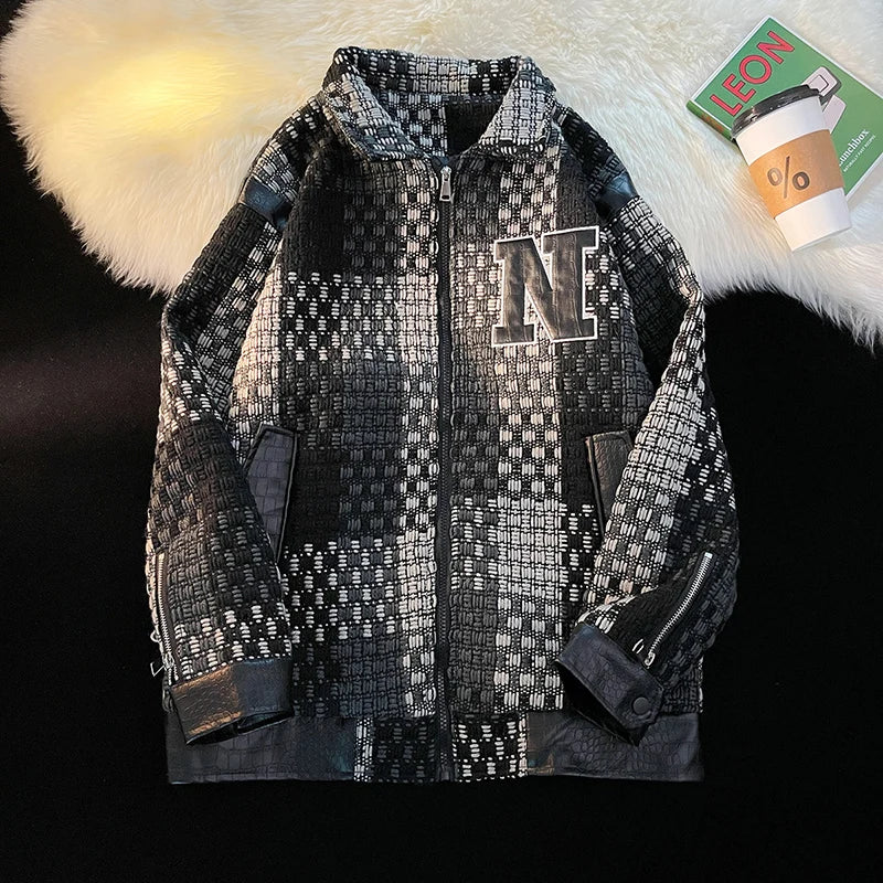 fashion graphic image everyday material design premium style hip casual print streetwear urban hop quality unisex oversized - style high spring-fall-plaid-jacket-vintage-lapel-jacket-racing-jackets-pu-leather-zipper-coat-loose-mens-jacket-harajuku-couple-outerwear fit 7381a6 essential wear streetwear design ID 308dc