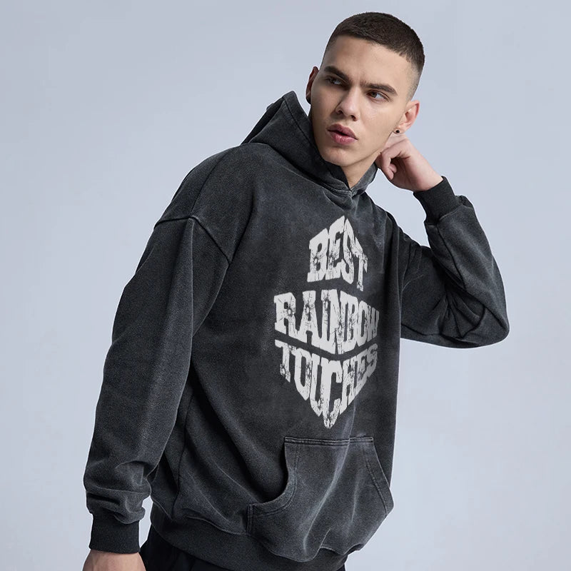 skatercore barcode glitch featuring rainbowtouches washed hoodie men high street fashion pattren hoodie hip hop unisex breathable superior quality mens clothing