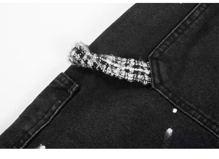 ripped holes patchwork denim jeans shorts mens high street straight short jeans hip hop streetwear casual short joggers pants unique joggers style 746