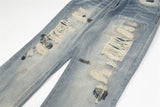 mens fashion ripped jeans blue straight baggy jeans trousers luxury loose casual distressed denim pants male 1 unique jeans style 4608