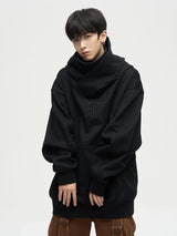 Autumn Ninja Streetwear Turtleneck Hoodies For Men Letter Embroidered Hip Hop Fashion Sweatshirts Y2K Vintage Fleece