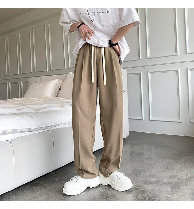 2023 summer new fashion straight trousers mens casual pants thin section wide leg pants boutique clothing simple style unique default style 3716