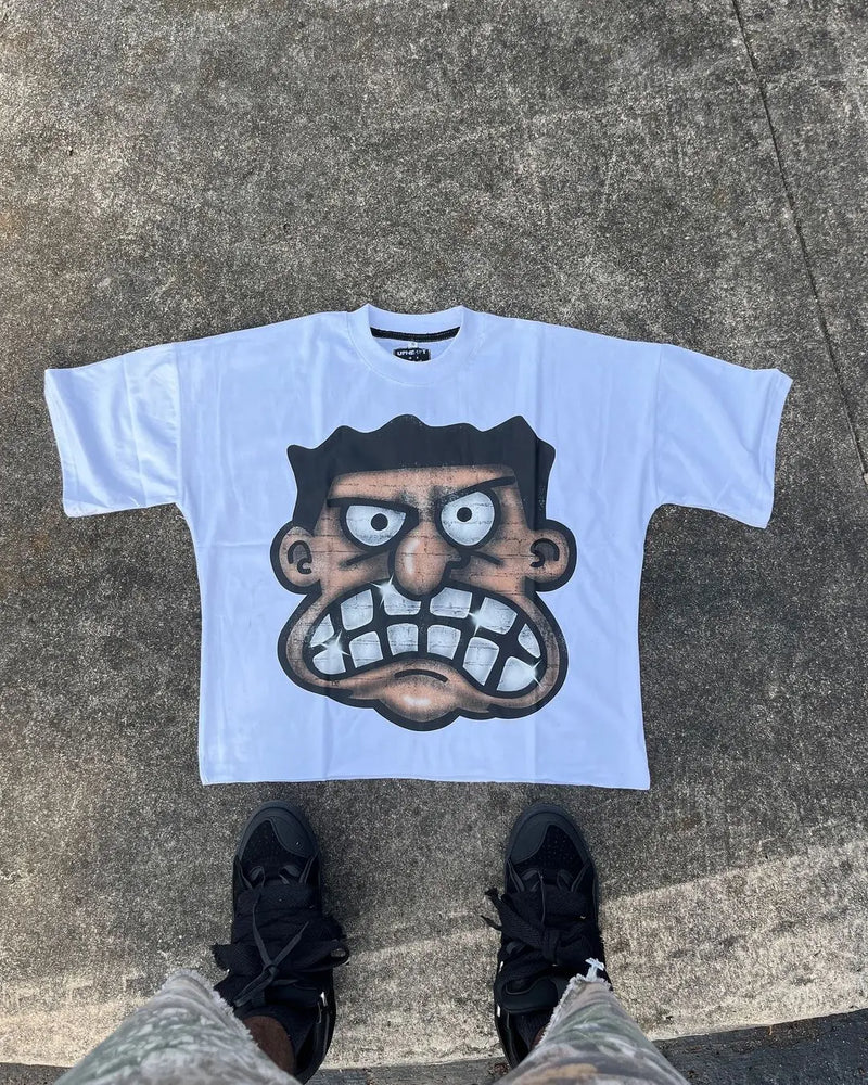 Sadcore Vintage print – Harajuku Cotton Shirt Oversized T Shirt New Gothic Cartoon H