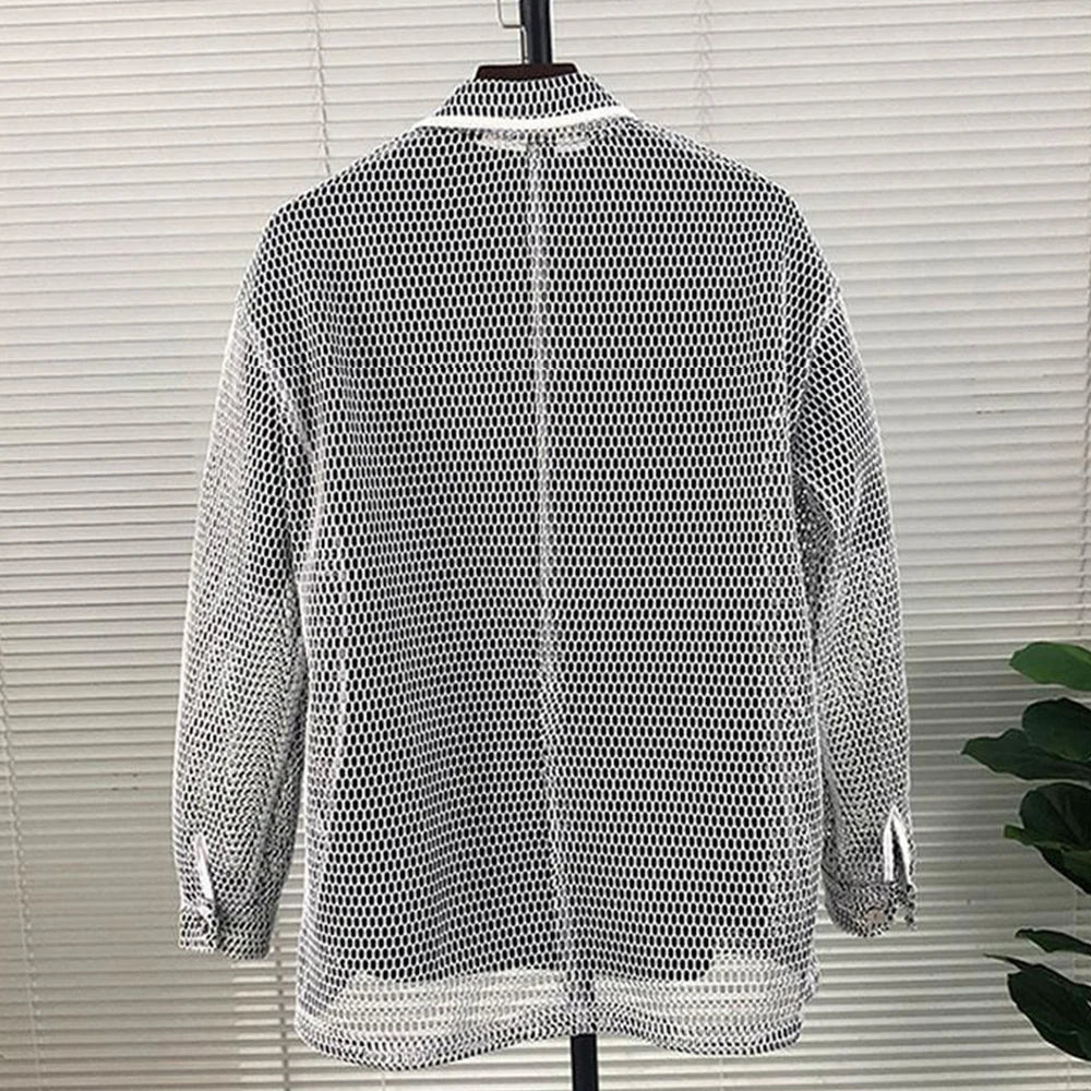 Y2k Casual Mesh Tops Spring New Fashion Individuality Loose Versatile Streetwear Retro Shirt