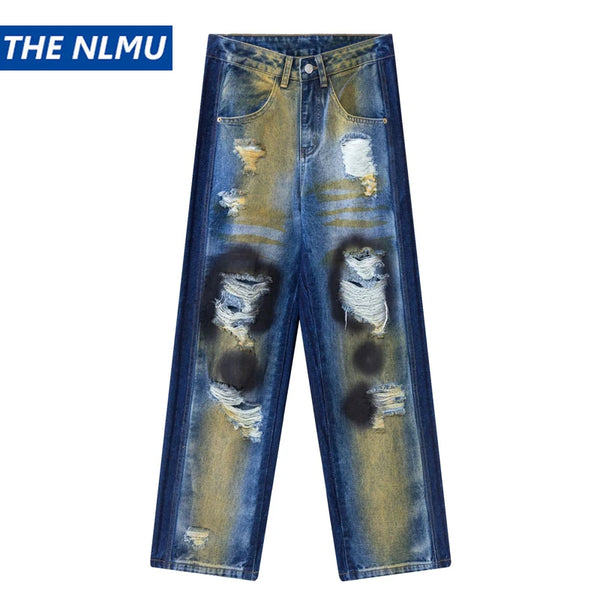 2024 hip hop ripped jeans y2k american style destroyed hole baggy denim pants wash vintage retro jean hipster urban skinny jeans