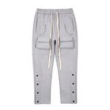mens high street loose fit elastic waist pants winter warm fleece pants bottons hip hop drawstring sportwear sweatpants joggers urban active pants