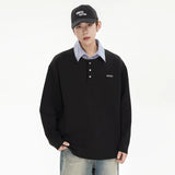 Anime Barcode glitch – Splice Stripe Collar Polo Shirts Men Streetwear Fashion Hip