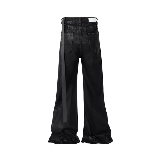 european and american street batik black paint coat wide jeans pants fashionable baggy contoured distressed flared denim jeans vintage washed jeans