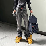 streetwear black washed ripped baggy flare jeans pants for men and women straight ropa hombre loose casual denim trousers ripped baggy denim