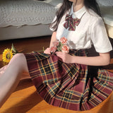 Jk Uniforms Gyaru School Uniform for Girl Student Pleated Skirt Uniform Set Women Short Sleeve Bow Tie Seifuku Japanese Style