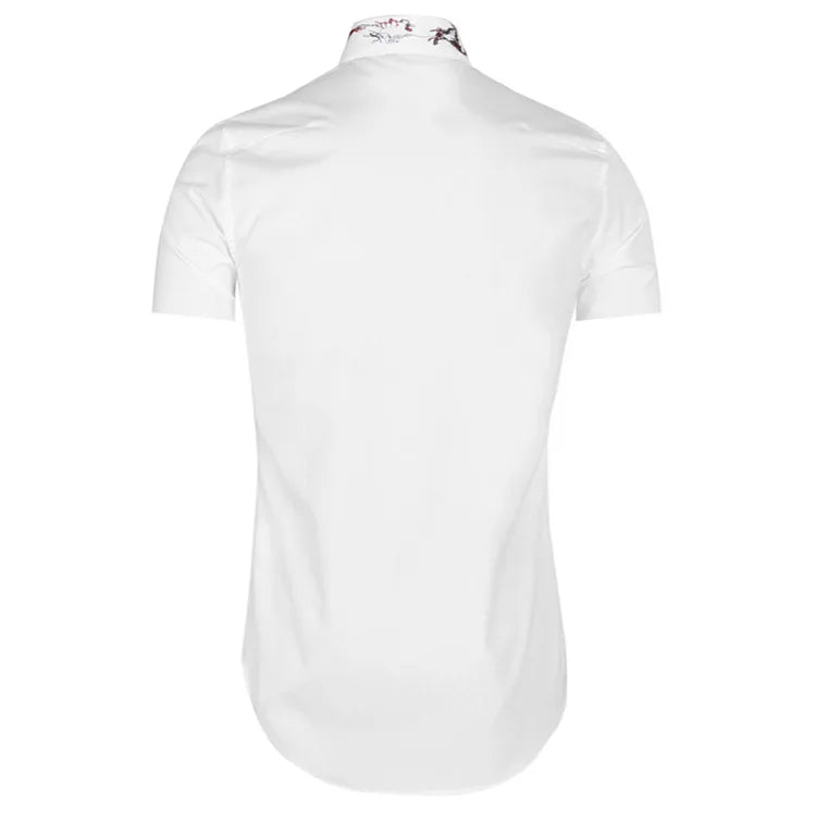 New 2022 Luxury Men Classic Embroidered bee stripe Fashion Cotton Casual Shirts Shirt High Quality Short Sleeves A68