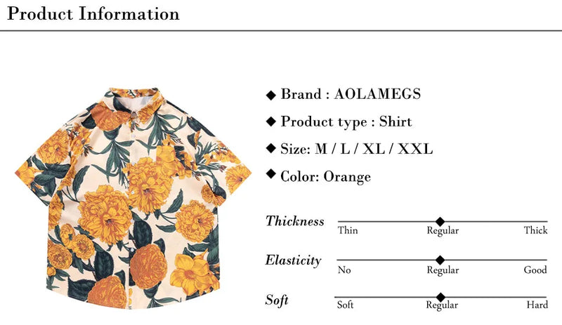 Men Retro Printed Shirts Hawaiian Beach Summer Tops Casual Loose Streetwear Fashion Trendy Short Sleeve Shirts Unisex