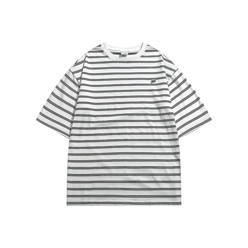 Gothic Vintage print – Summer Striped Short Sleeved New Japanese Casual Cotton Loos