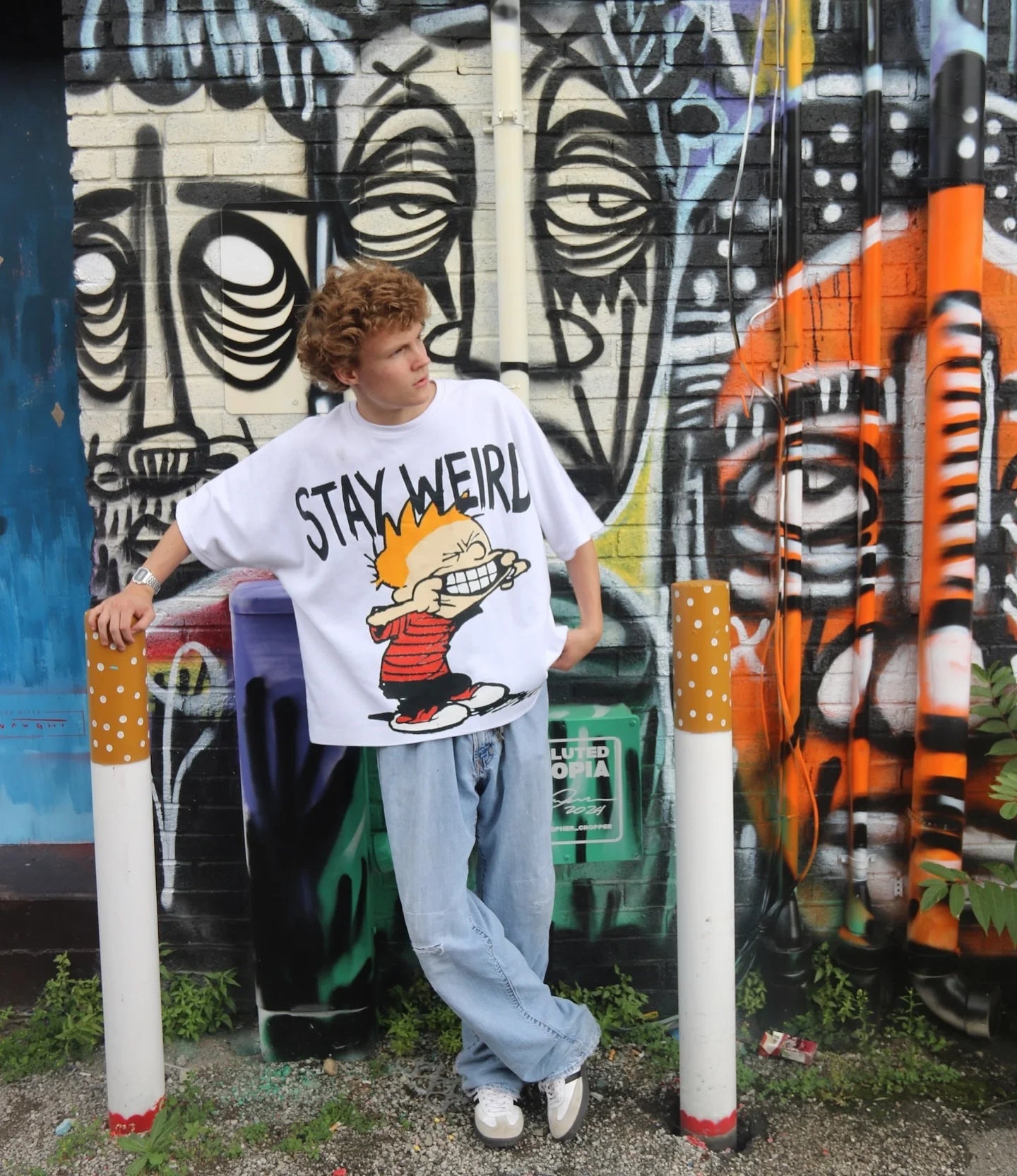 graffiti anime drip tee with retro glitchcore manga artwork