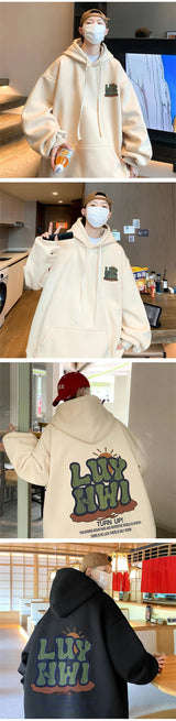 New Letter Graphic Print Hooded Sweatshirts For Men Elegant Vintage Co