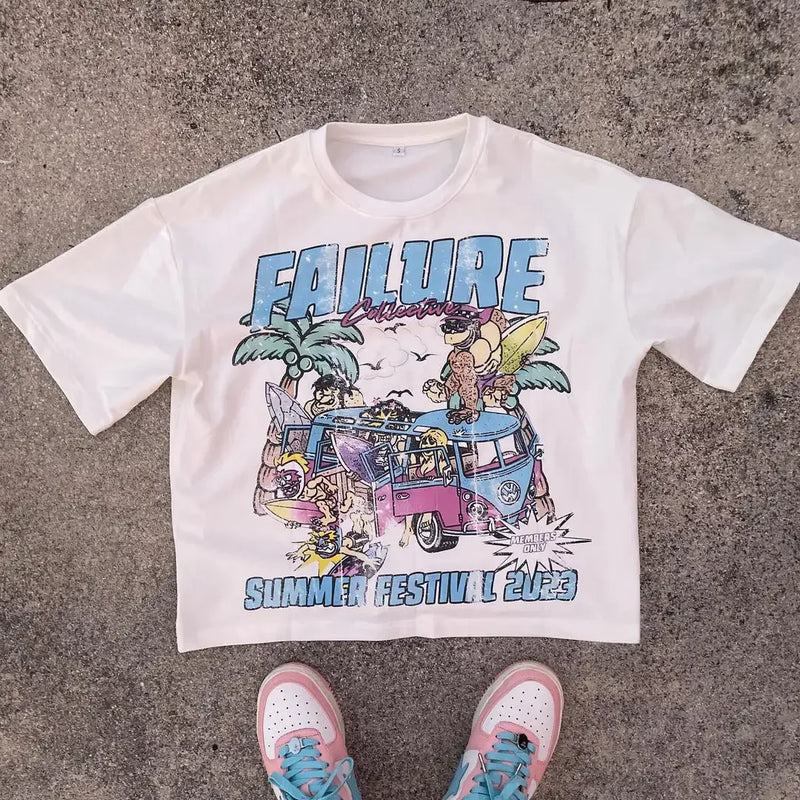 Harajuku Melting smiley – Smart Casual Harajuku Streetwear Graphic Y2K Tops Goth Men C