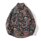 Oversized Streetwear Shirt – Gonthwid Harajuku Streetwear Shirts Coats Graffiti Bandana Paisley Pattern Pockets Shirt Hip Hop Fashion Long Sleeve Button Tops | Button Shirt Drop #74