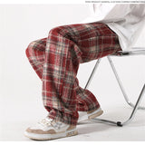 new mens y2k plaid casual baggy trousers autumn korean fashion straight woolen pants y2k vintage streetwear pantalones hombre unique default style 409