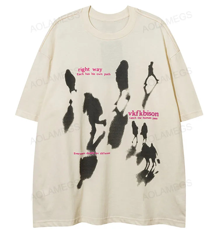 Anime Oversized shirt – Men Short Sleeve T Shirts Shadow Graphic Letter Print Tshirt