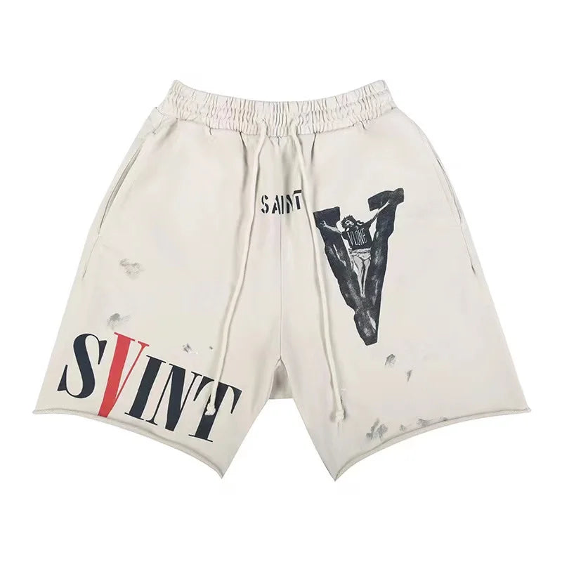 prints loose edging sport shorts quarter pant relaxed fit shorts