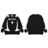 mens streetwear sweater hip hop letter geometry knitted sweater pullover new casual autumn o neck cotton sweater unisex jumpers - vintage look oversized hoodie, Y2K grunge street style, gothic aesthetic hoodie for winter