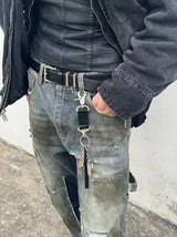 men blue ripped baggy jeans dirty printed distressed loose denim pants male luxury designer fashion jeans trousers unique jeans style 1356