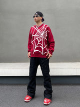 hip hop harajuku spider web pattern knitted sweater unisex pullover streetwear winter casual loose sweater warm jumper knitwear - 2025 streetwear drop, oversized streetwear hoodie, unisex casual winter pullover