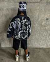 Anime Tribal flame – Retro Y2K New Hip Hop Punk Graffiti Design Pattern Printed T