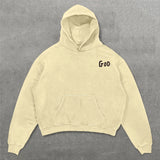 Trapwear Streetwear – Harajuku Oversized Vintage God Letter Print Hoodies Women – Streetwear Fashion for Men & Women