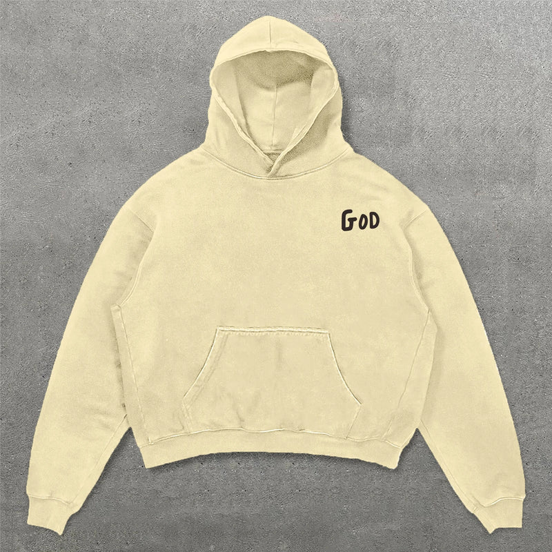 Trapwear Streetwear – Harajuku Oversized Vintage God Letter Print Hoodies Women – Streetwear Fashion for Men & Women