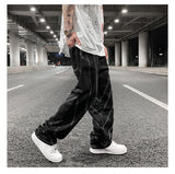 fashion design lines denim jeans mens zipper loose straight trousers hip hop new casual streetwear pants joggers baggy jeans unique joggers style 1463
