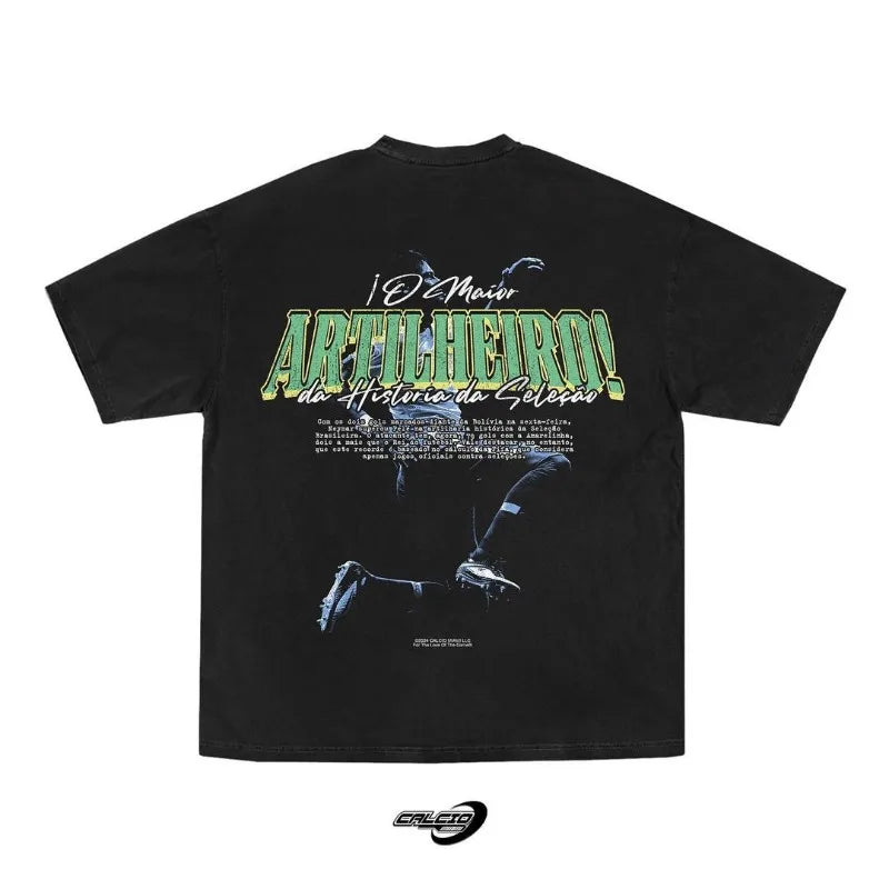 Trapwear Streetwear top – European And American Football Anime Portrait Print Top Men