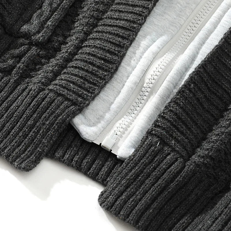 print design style streetwear men-hooded-knitted-cardigan-sweater-coat-autumn-winter-fake-two-piece-hooded-drawstring-jacket-unisex-streetwear premium material casual high 7ec210 fashion image hop hip wear style unisex essential fit graphic everyday urban - oversized quality streetwear design ID 3bbd9
