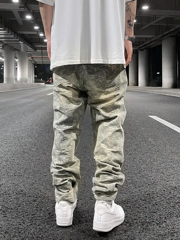 fashion paisy denim jeans mens destoryed holes zipper jeans pants hip hop streetwear new summer casual joggers loose jeans pants relaxed fit joggers