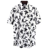 New 2021 luxury Men Classic Hibiscus Flowers Fashion 50% Silk Casual Shirts Shirt high quality Pocket Short sleeves #A48